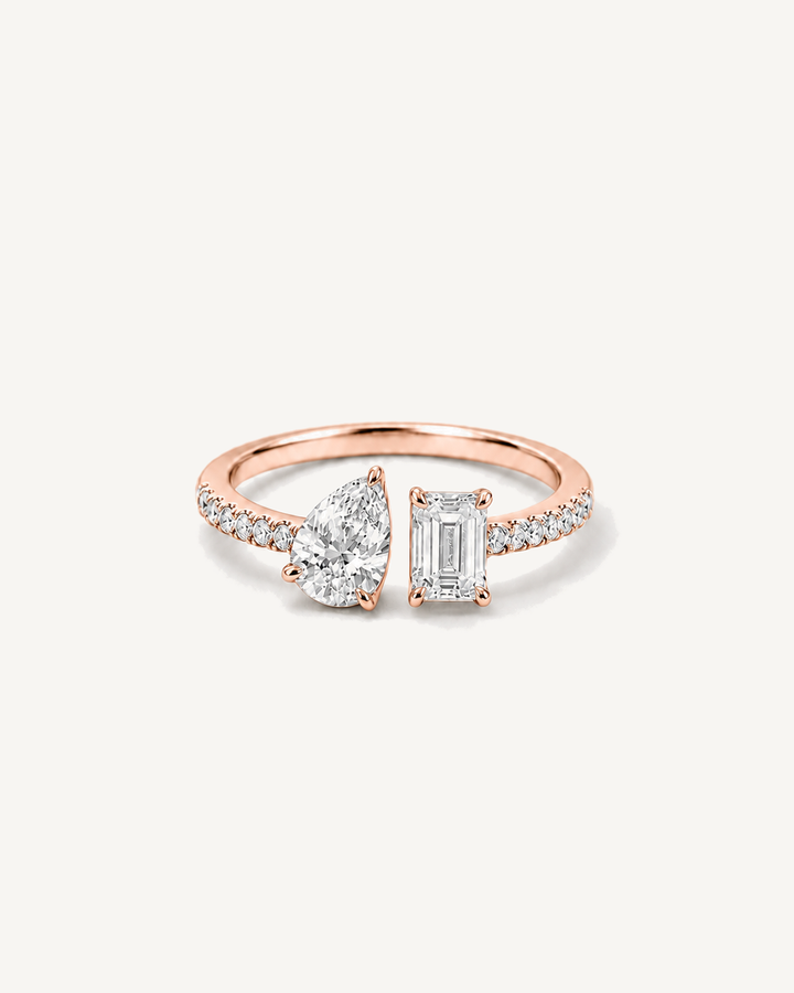 Marquise Emerald-Cut Ring in Rose Gold
