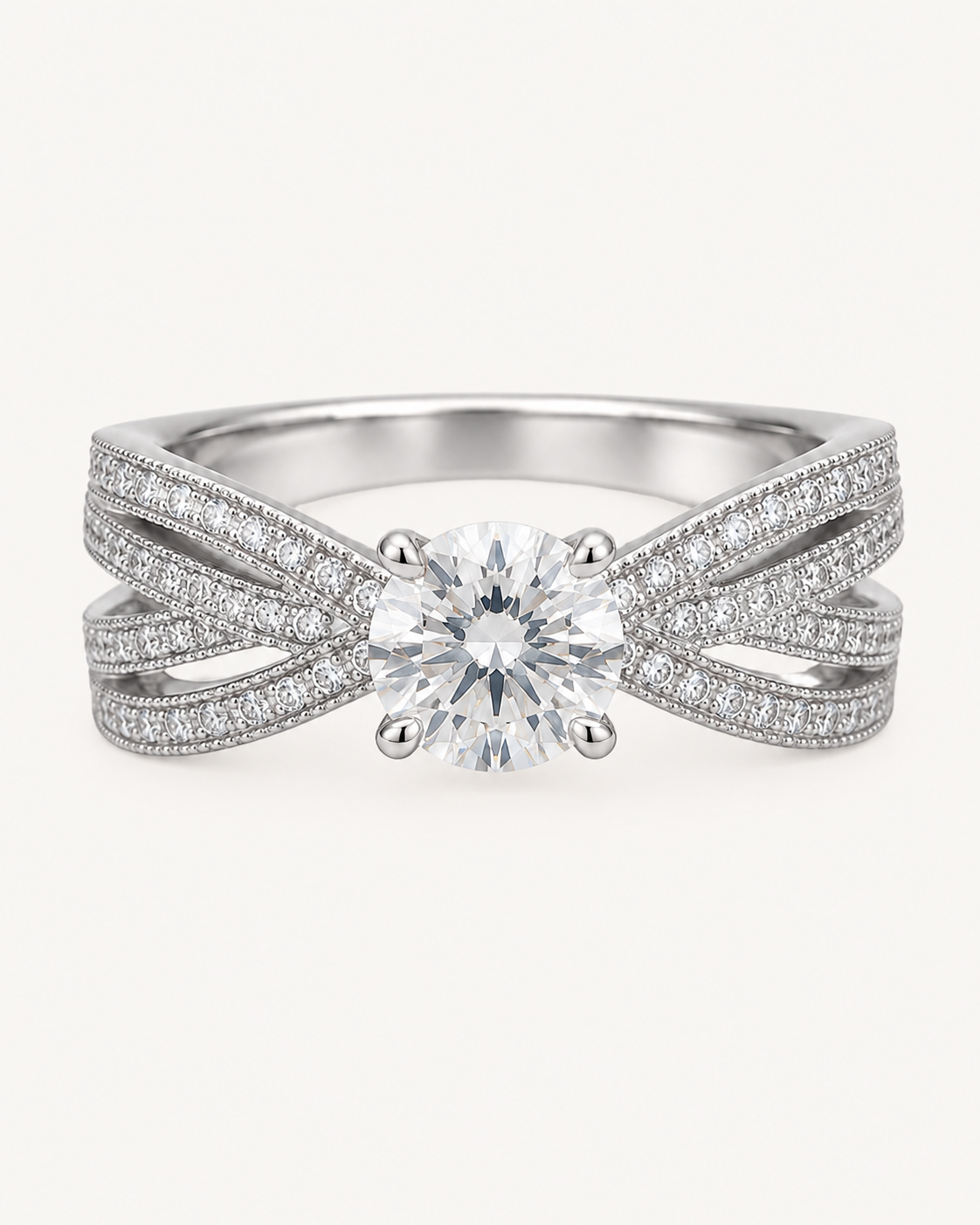 Ribbon Solitaire Ring in silver