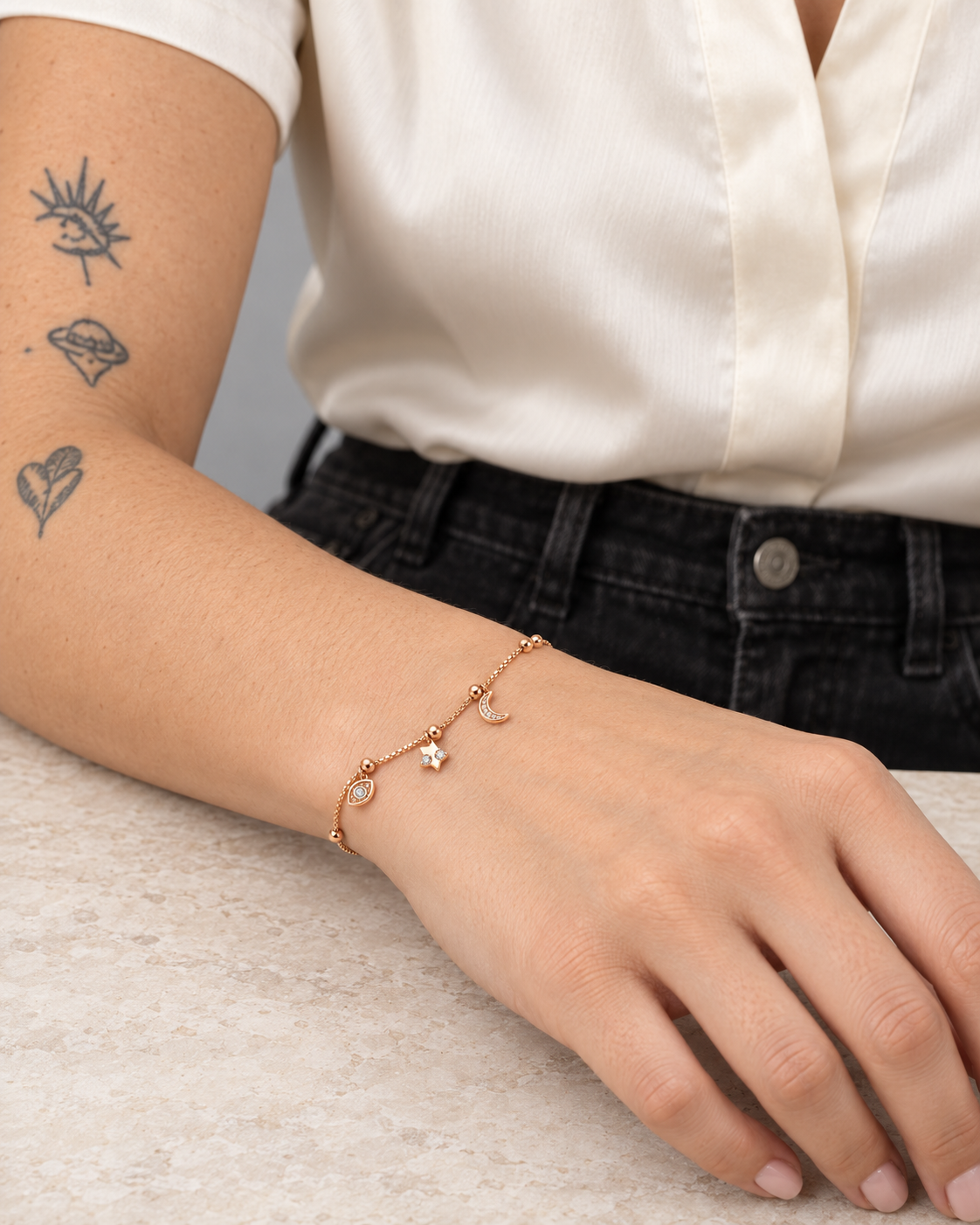Symbol Charm Bracelet — worn close view