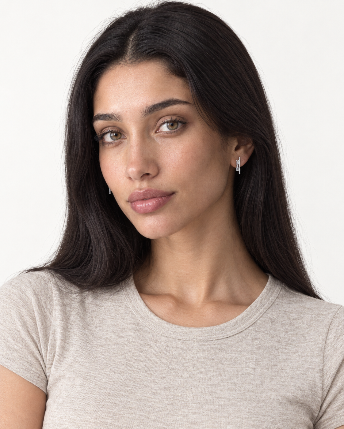 Baguette Bar Studs — worn studio view