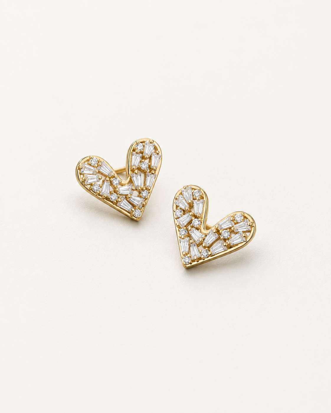 Baguette Heart Studs — complete product view