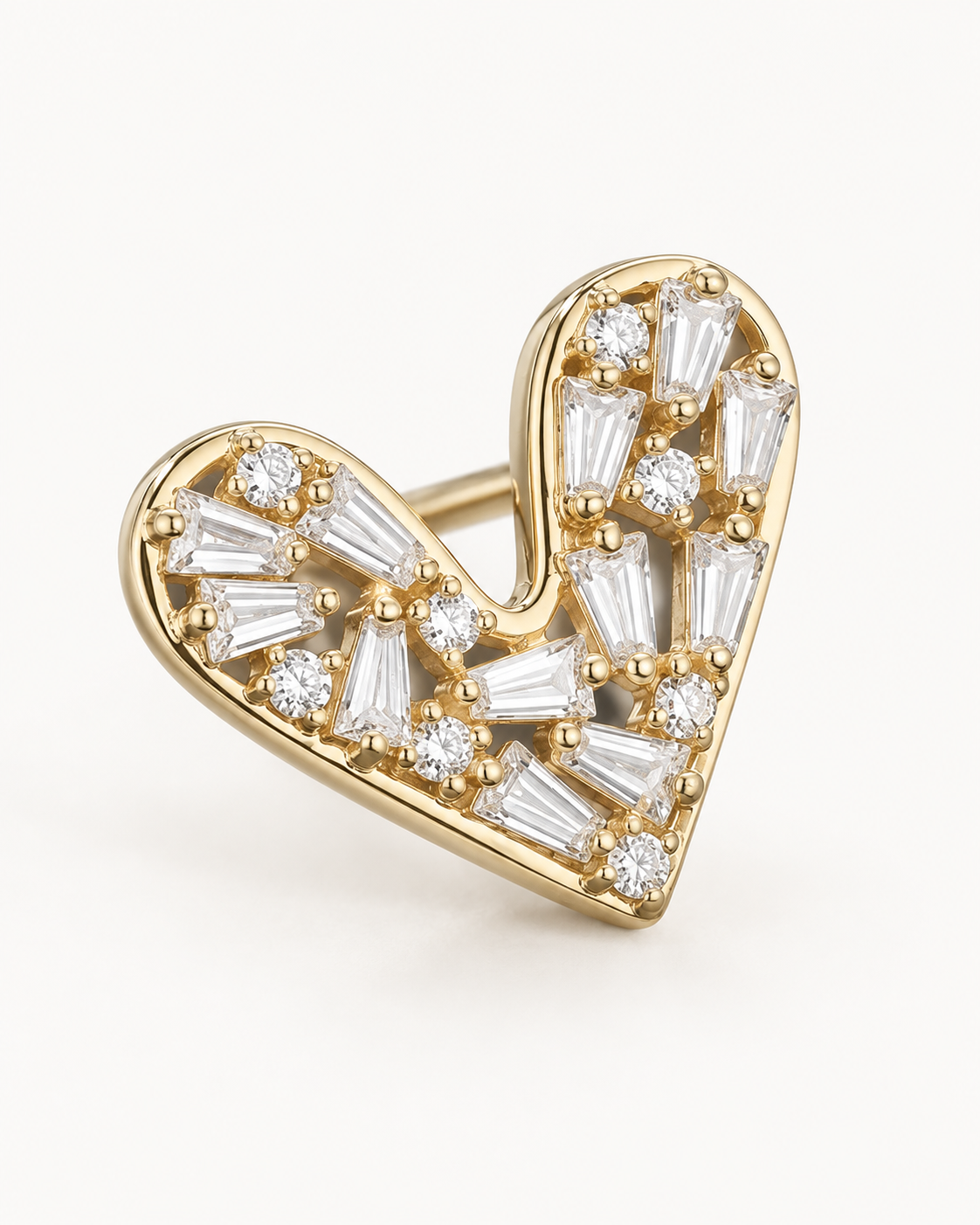 Baguette Heart Studs — construction detail