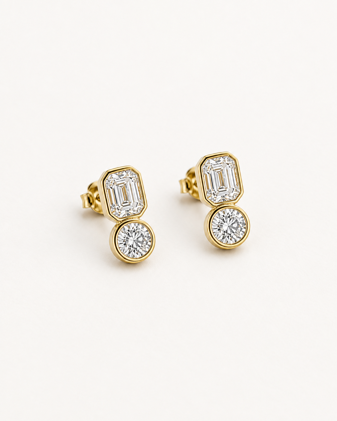 Baguette Round Drop Earrings — complete product view