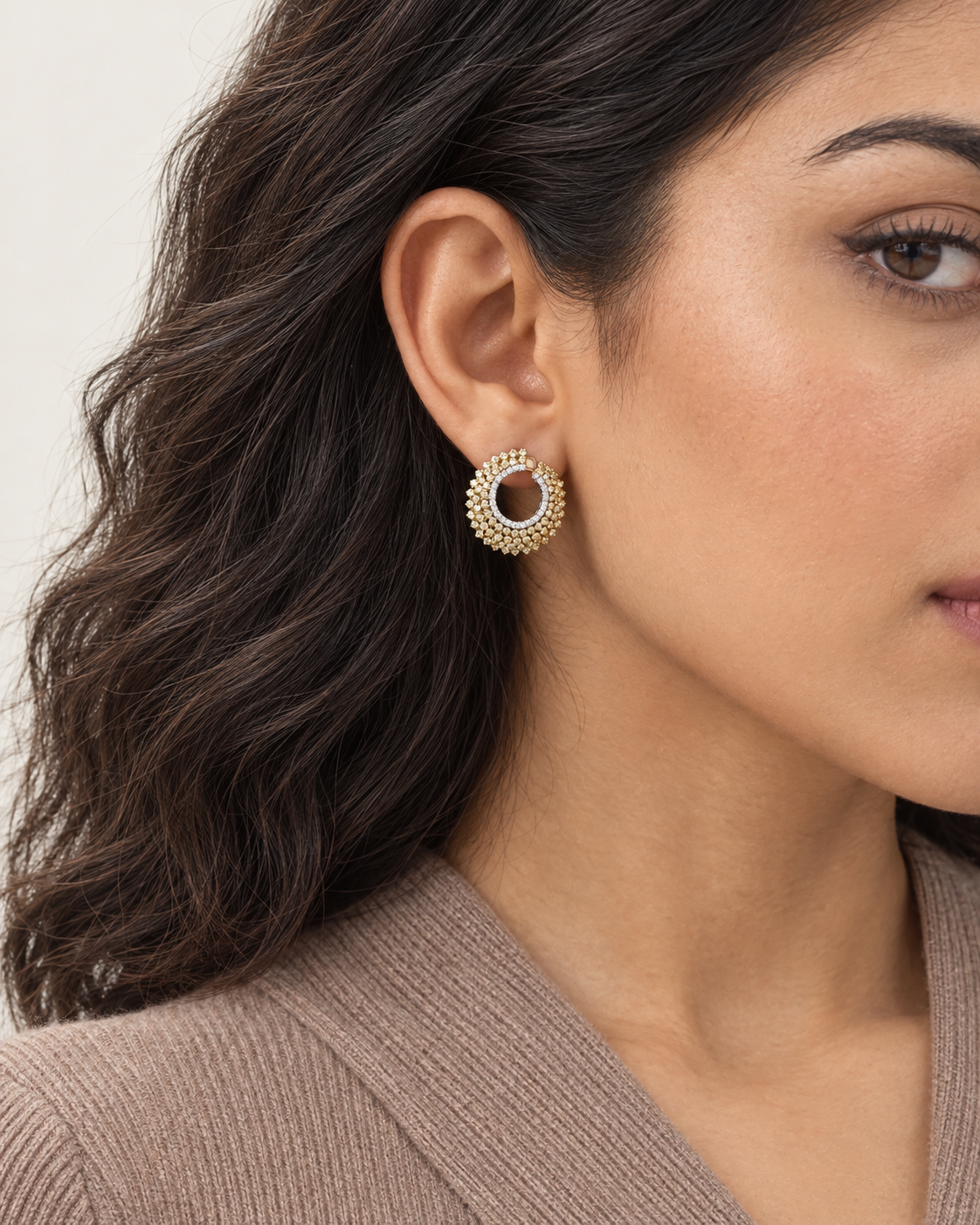 Beaded Halo Hoops — worn close view