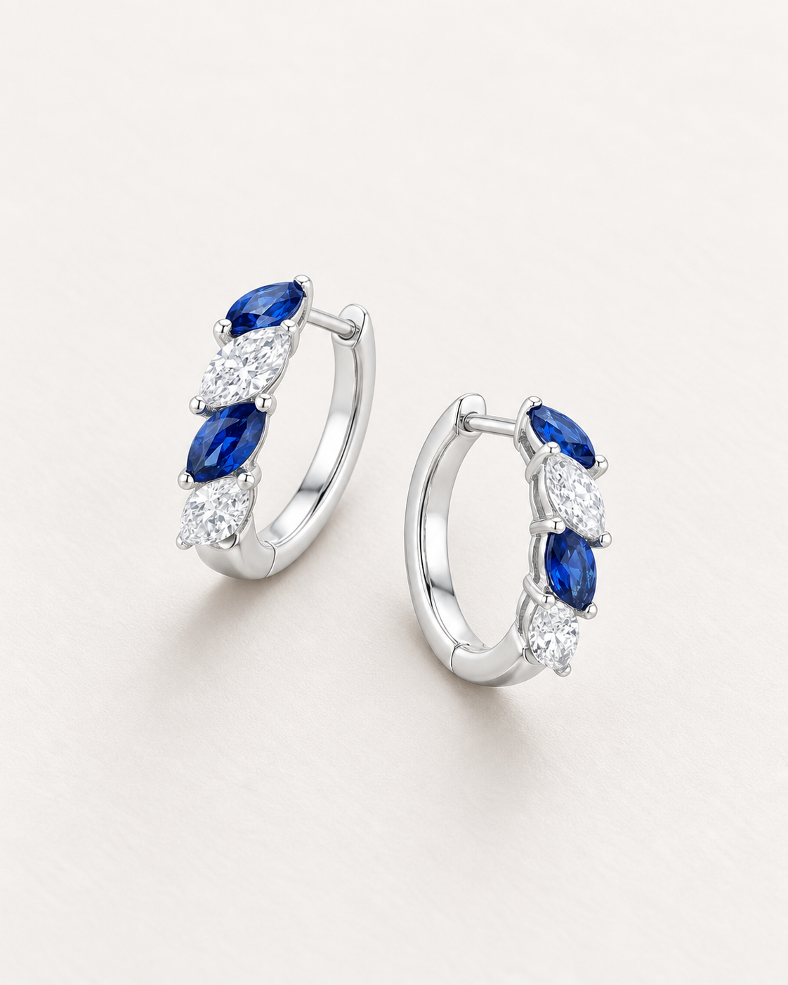 Blue Marquise Hoops — complete product view