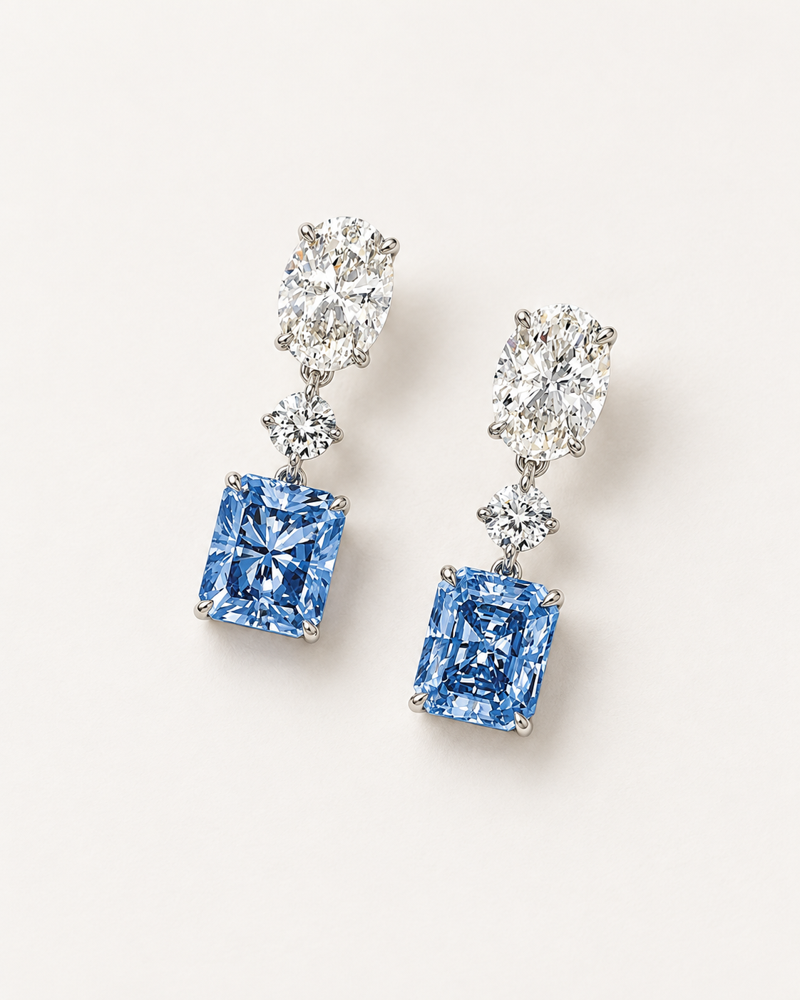 Blue Rectangle Drop Earrings — complete product view