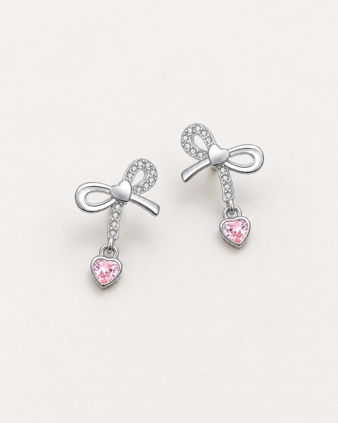 Bow Heart Drop Earrings — complete product view