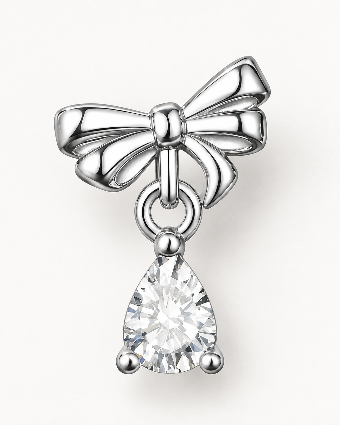 Bow Pear Drop Earrings — construction detail