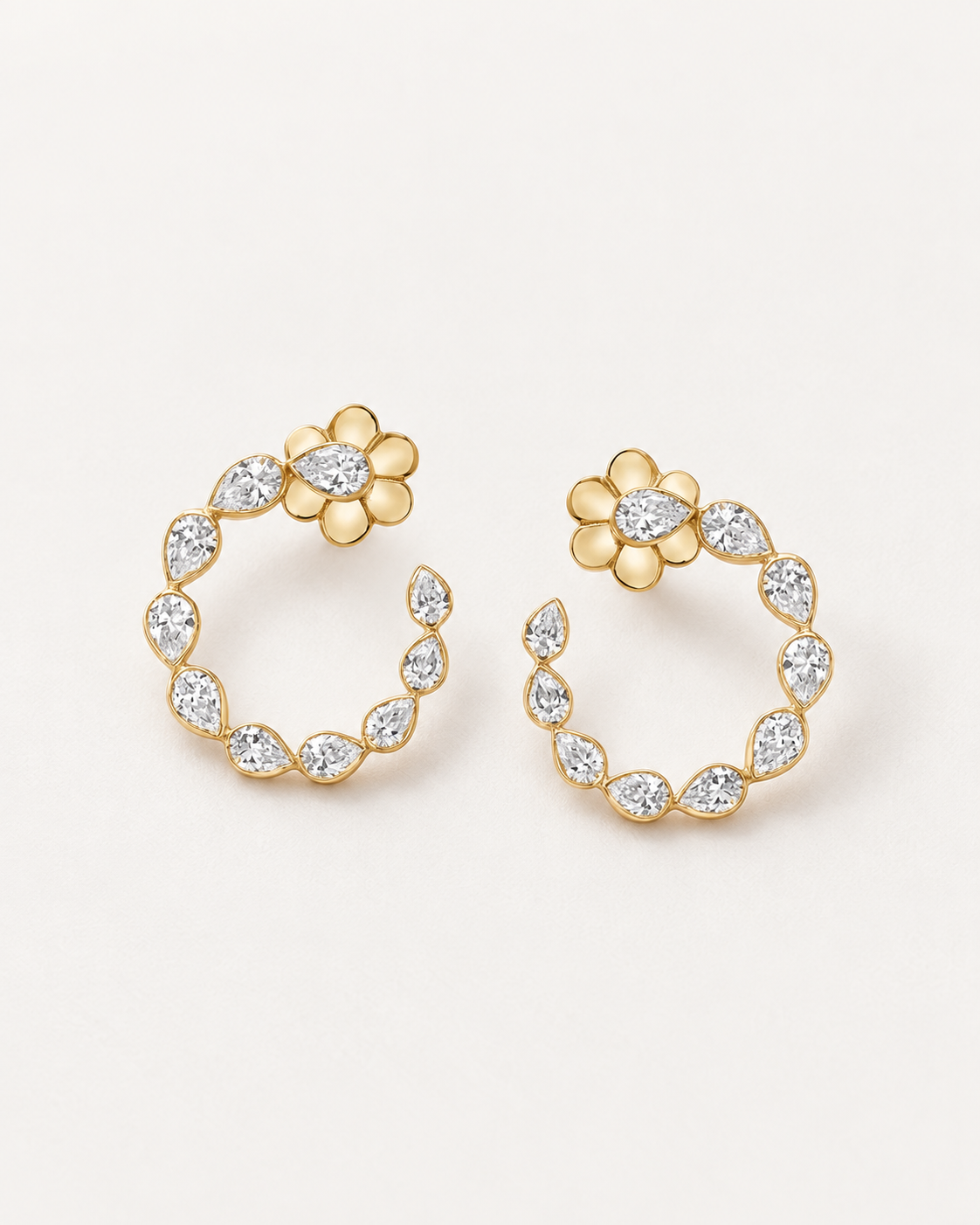 Floral Marquise Hoops — complete product view