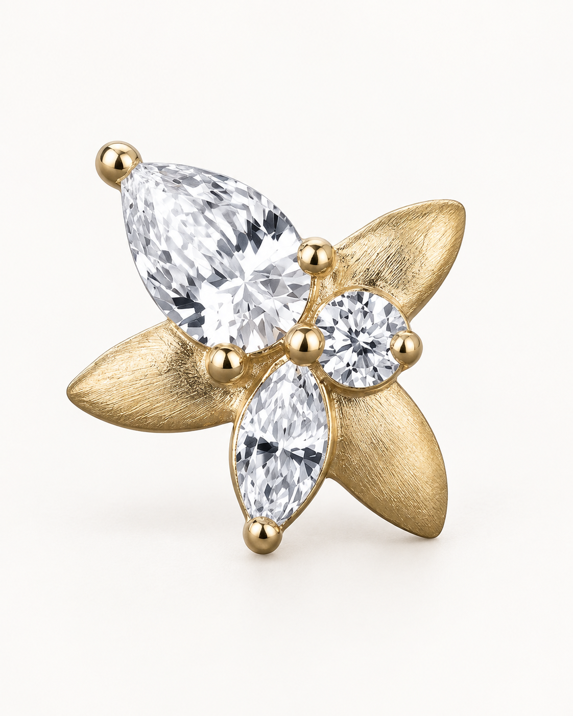 Floral Marquise Studs — construction detail