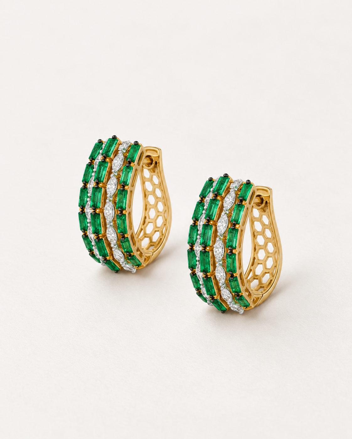 Green Baguette Hoops — complete product view