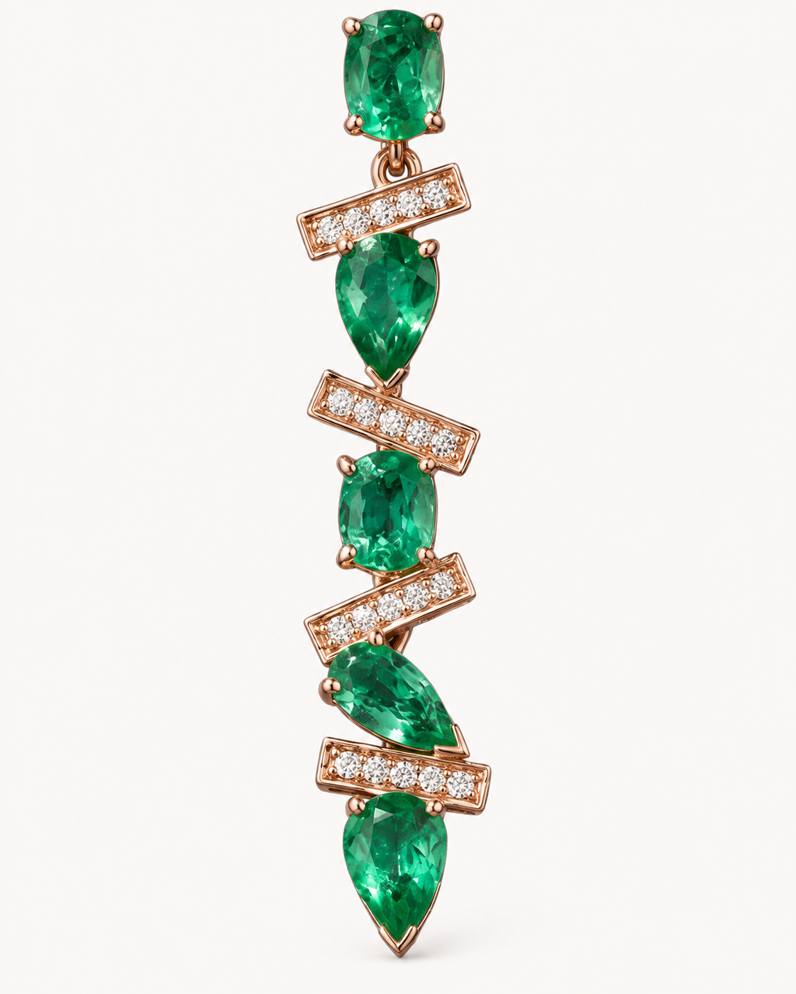 Green Bar Drop Earrings — construction detail