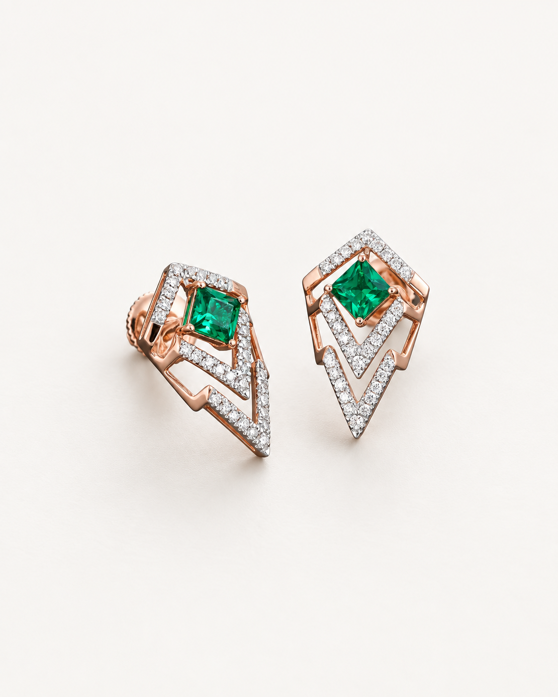 Green Chevron Studs — complete product view