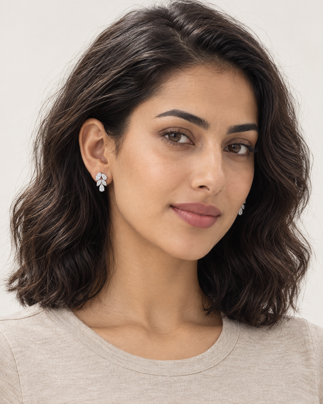 Marquise Cascade Studs — worn studio view