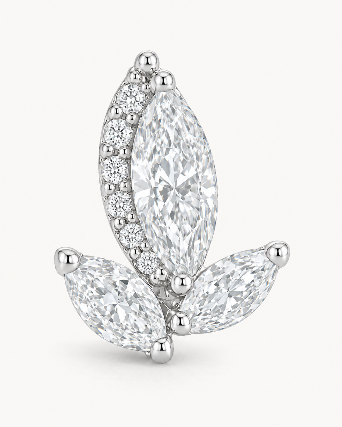 Marquise Leaf Studs — construction detail
