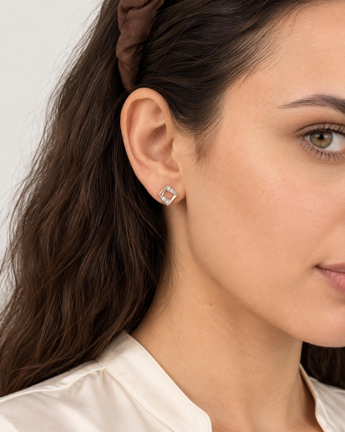 Open Kite Studs — worn close view