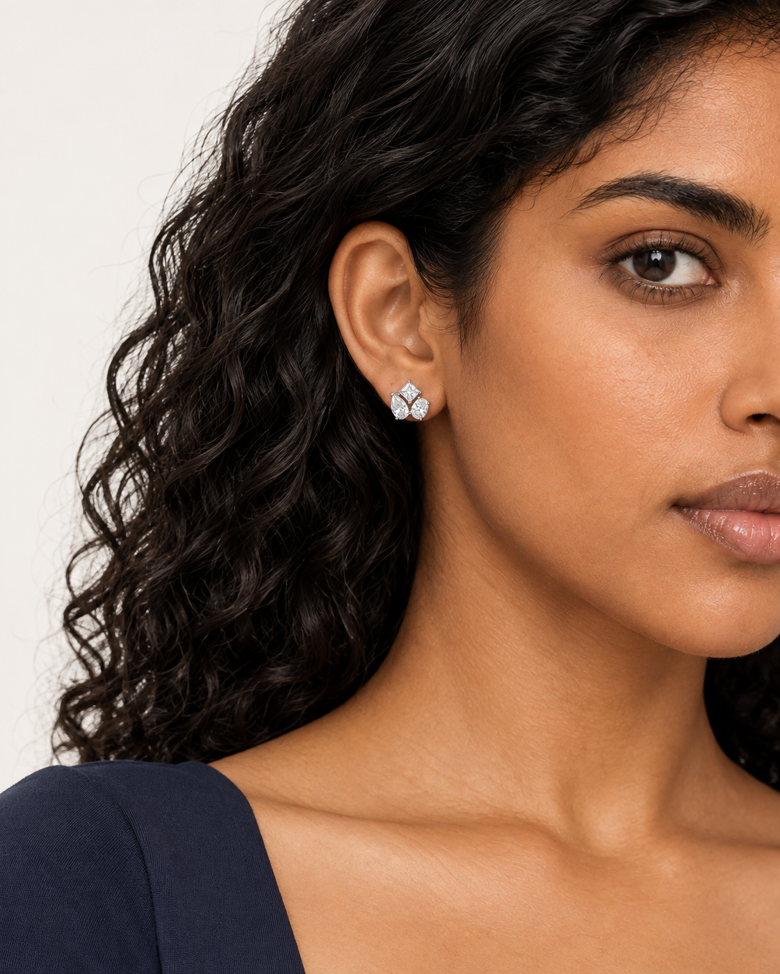 Pear Cluster Studs — worn close view
