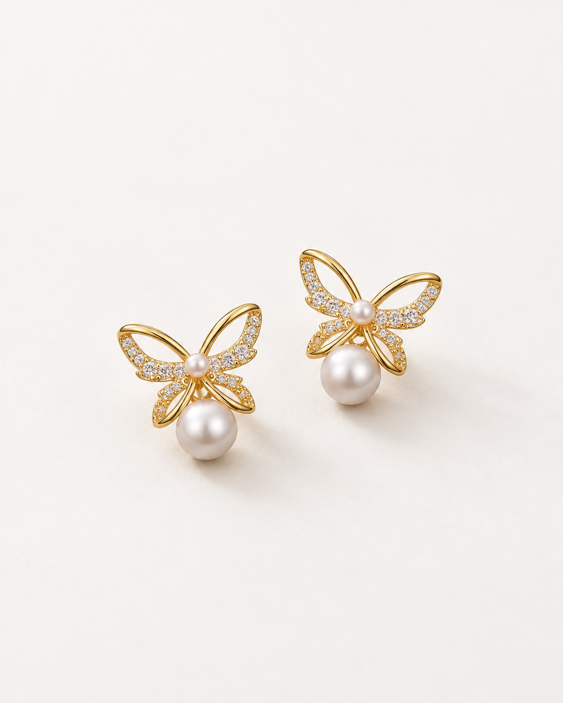 Pearl Butterfly Studs — complete product view