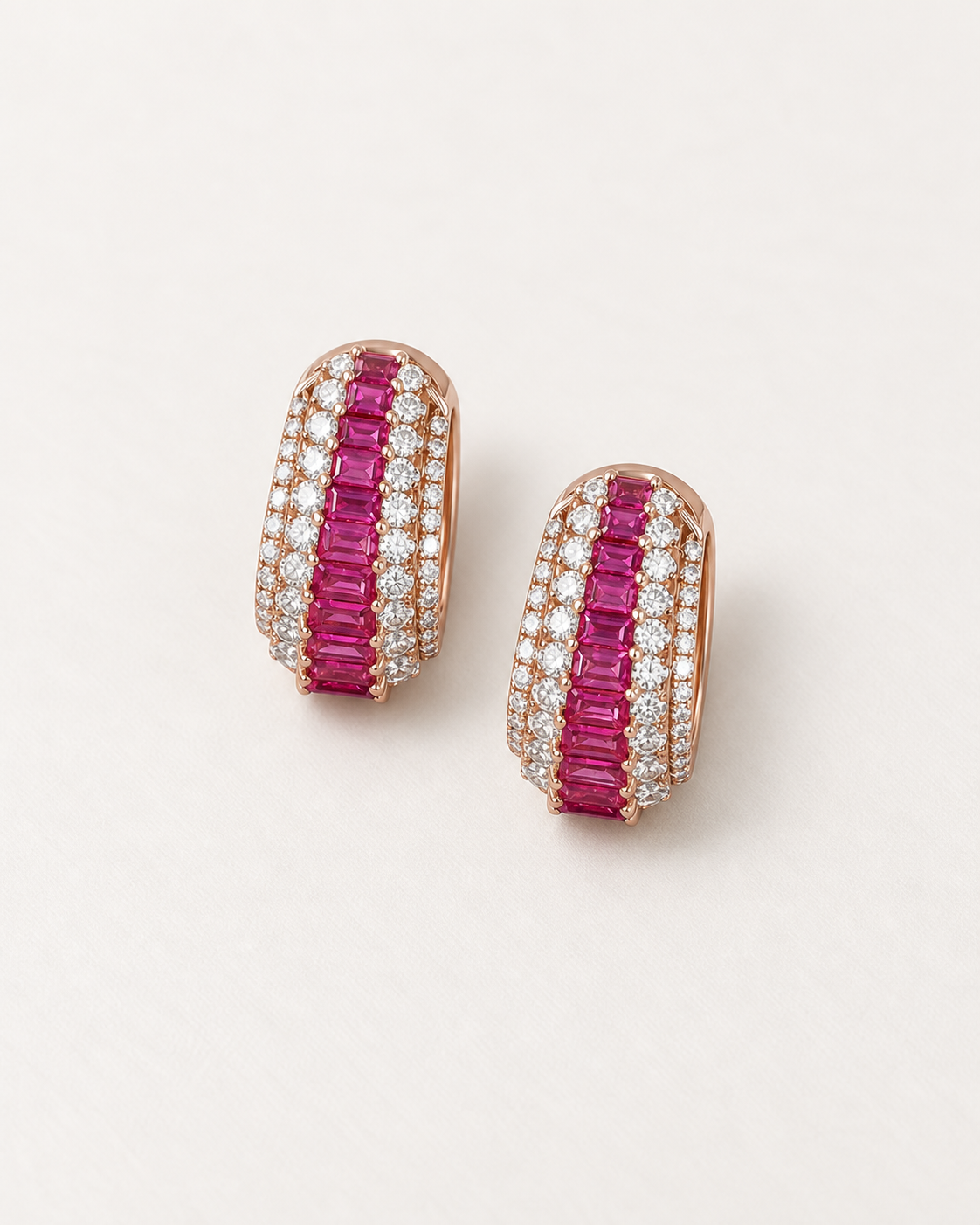 Pink Baguette Hoops — complete product view