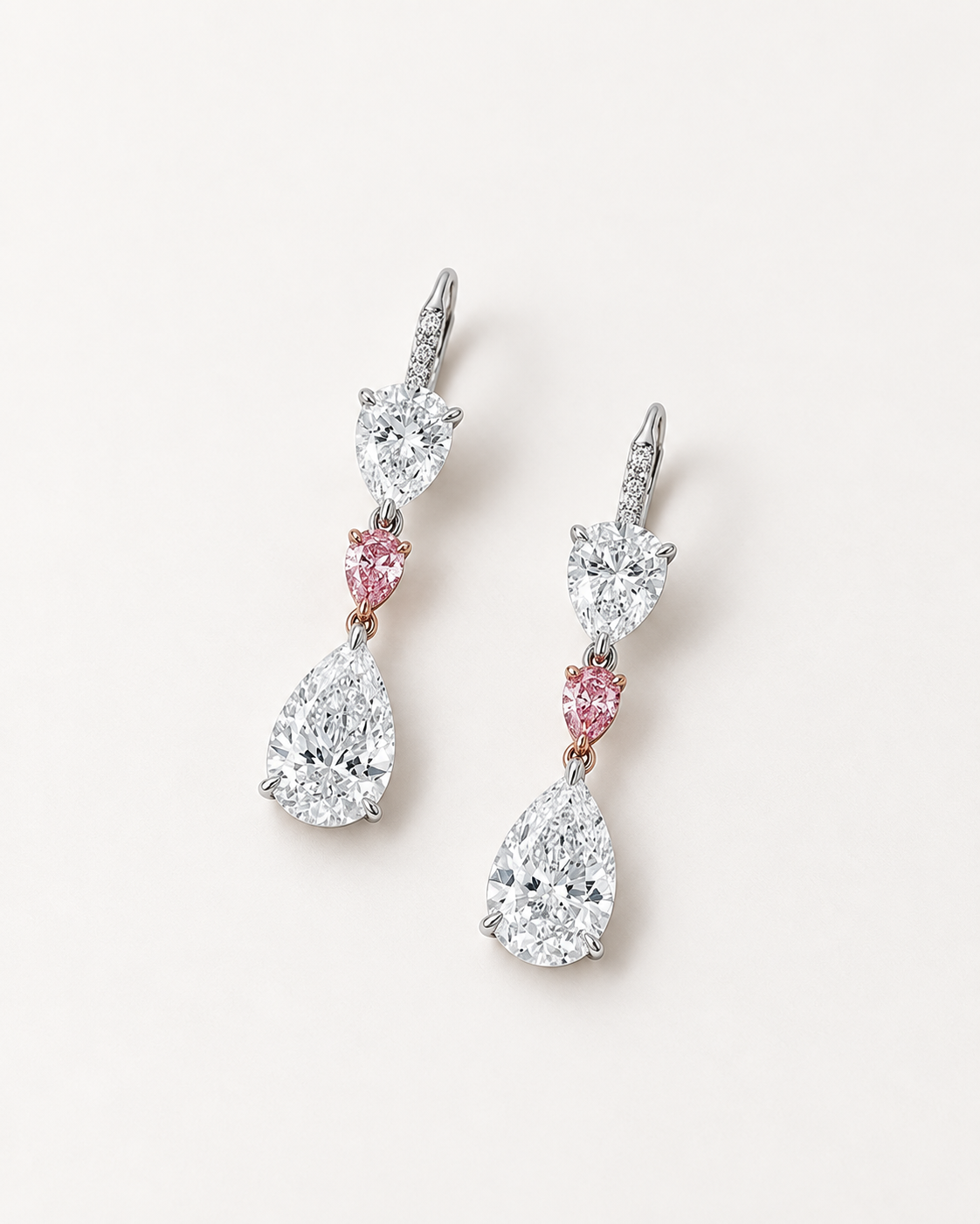 Pink Pear Drop Earrings — complete product view