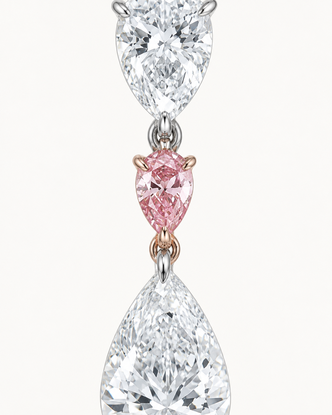 Pink Pear Drop Earrings — construction detail