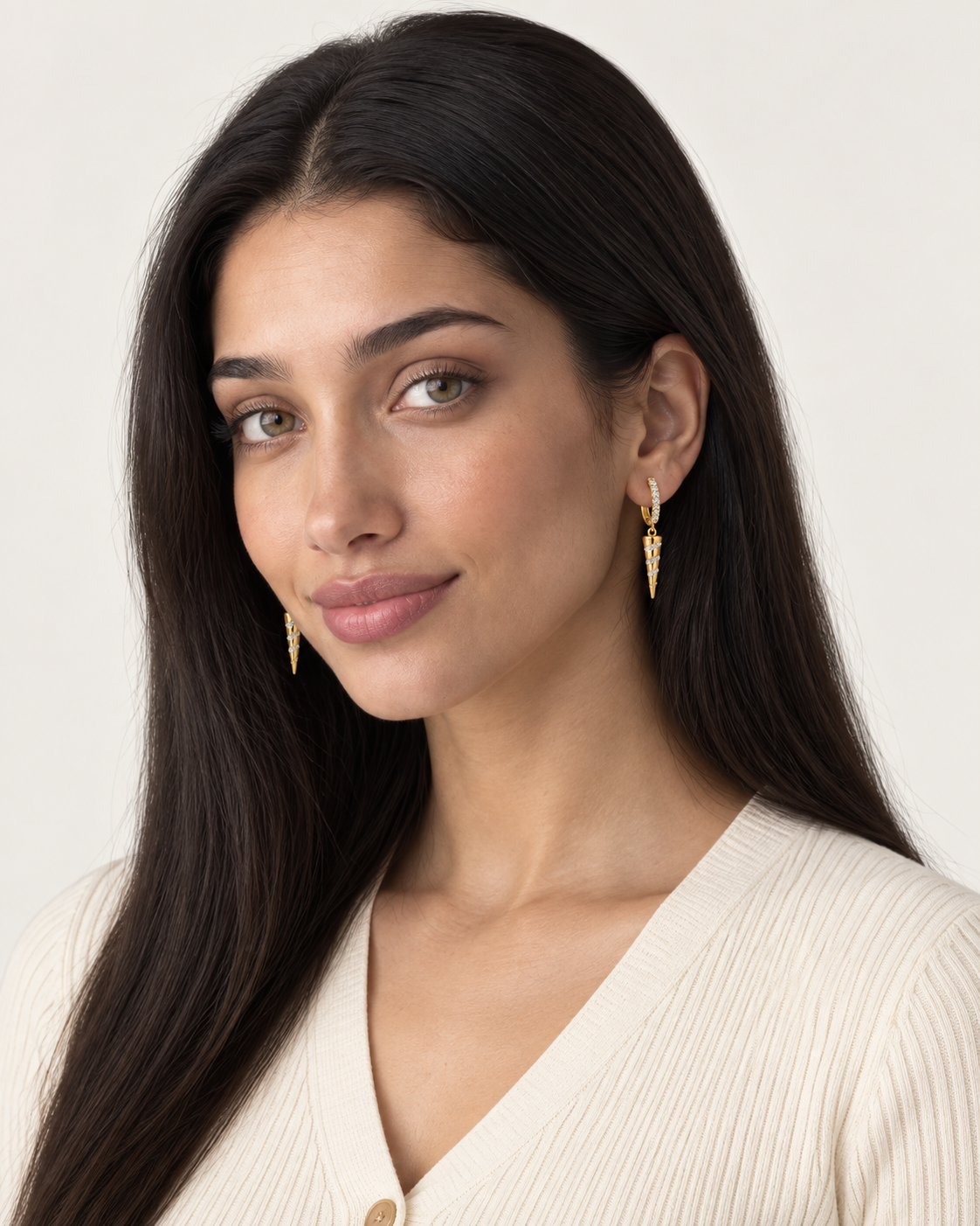 Wrapped Spike Hoops — worn studio view