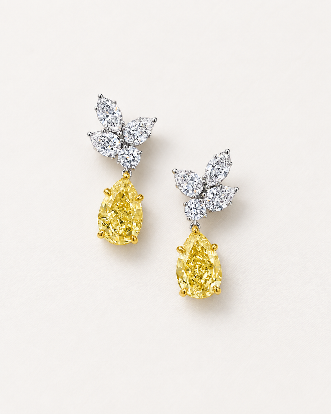 Yellow Cluster Drop Earrings — complete product view