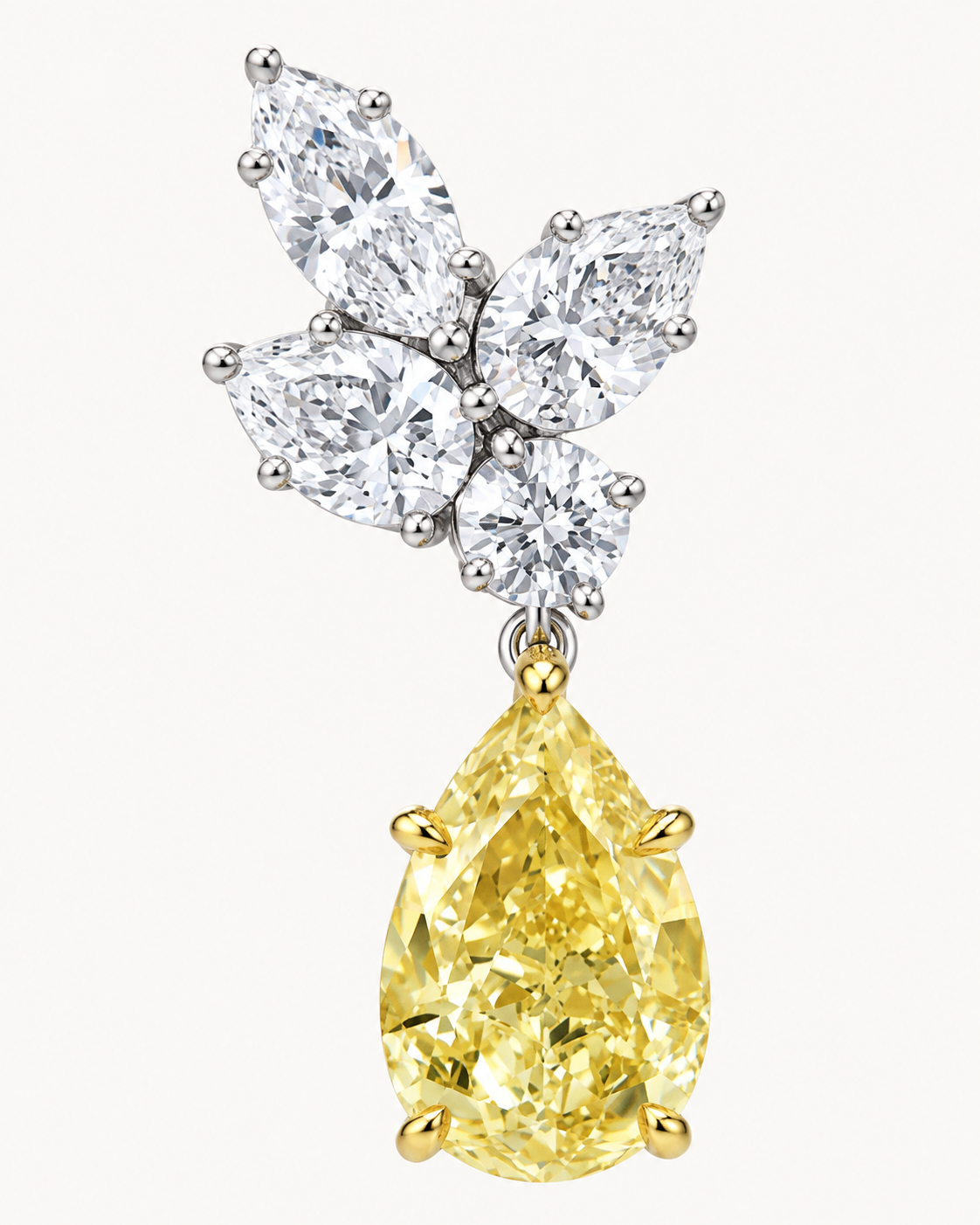 Yellow Cluster Drop Earrings — construction detail