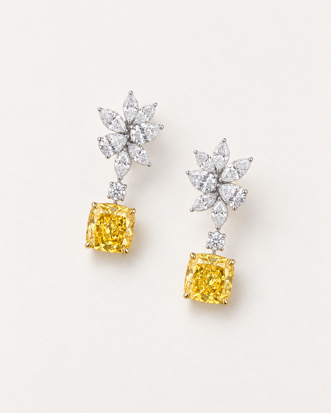 Yellow Floral Drop Earrings — complete product view