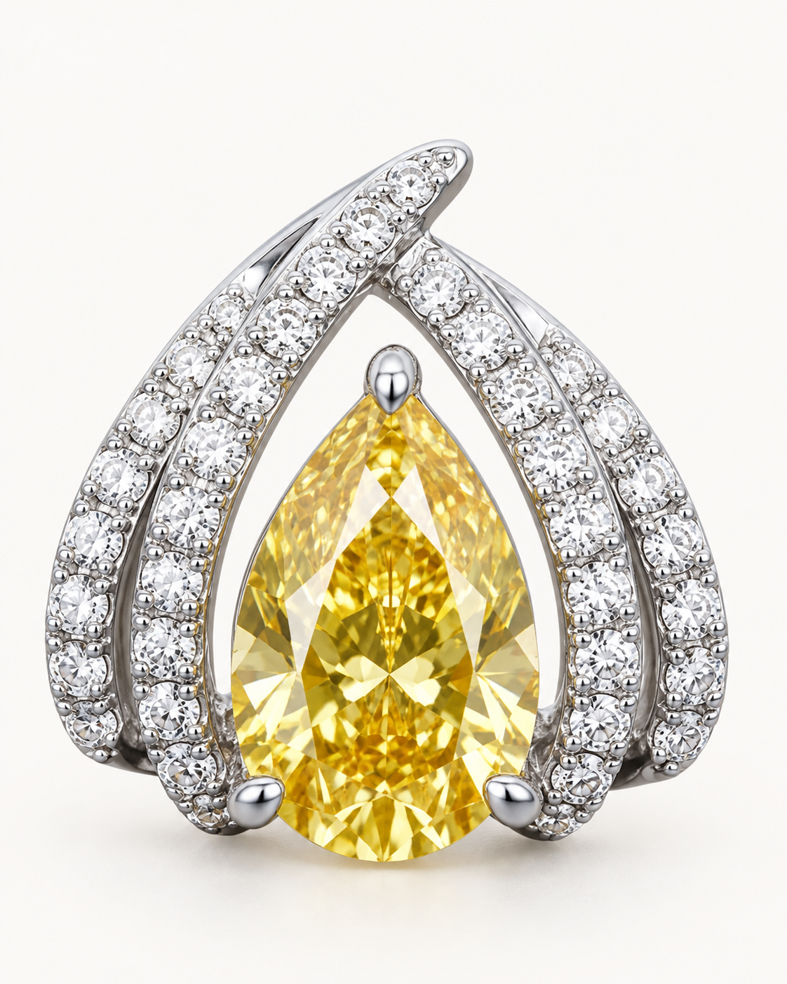 Yellow Pear Halo Studs — construction detail