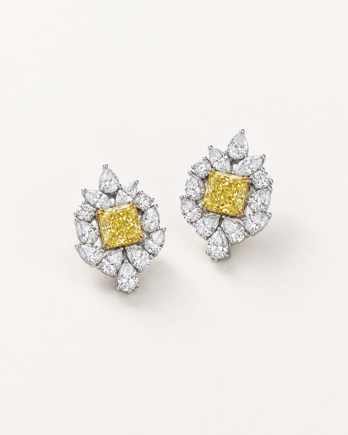 Yellow Square Cluster Studs — complete product view