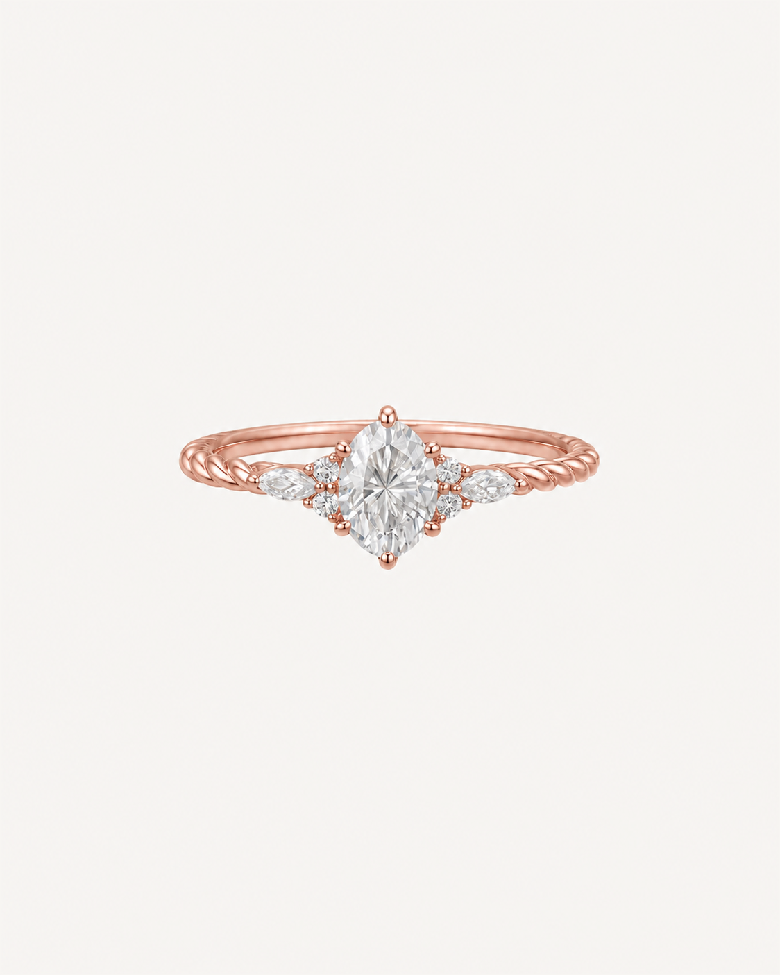 Braided Marquise Ring - Rose Gold