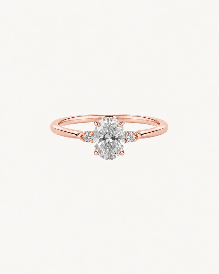 Blue Oval Ring - Rose Gold
