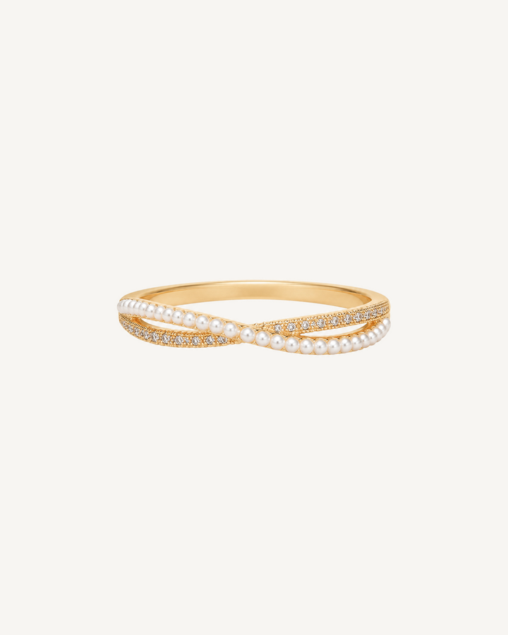 Crossed Wave Ring product image on Oyster Silk background