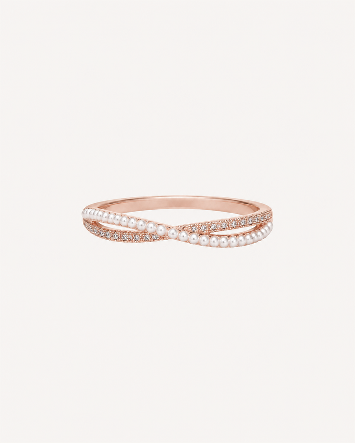 Crossed Wave Ring - Rose Gold
