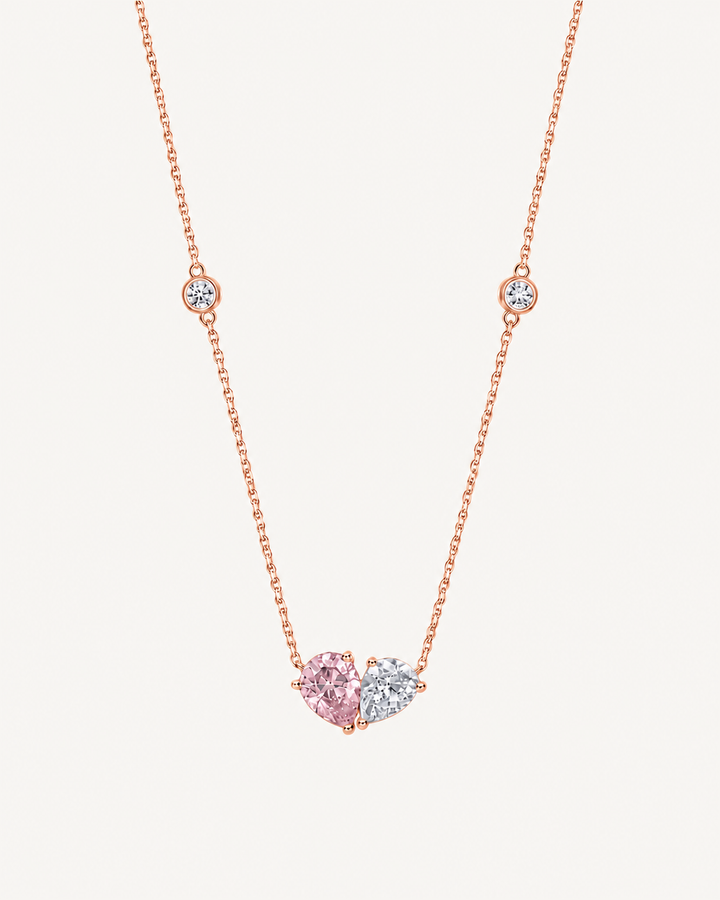 Pink Station Necklace - Rose Gold