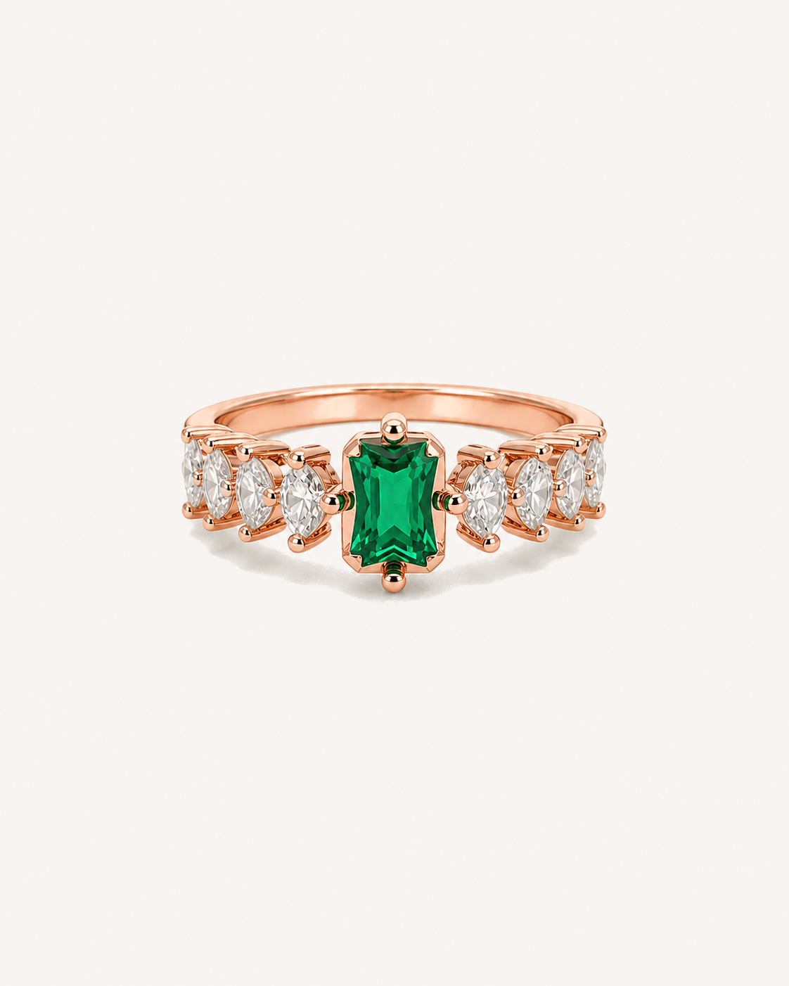 Green Step-Cut Ring - Rose Gold