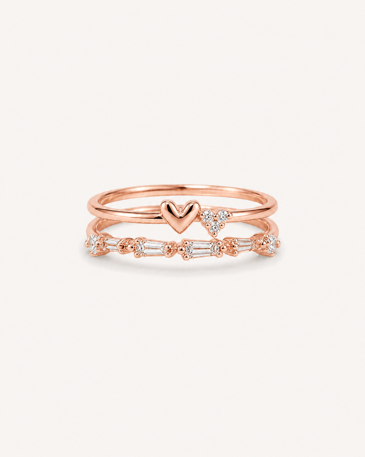 Heart Stack Ring - Rose Gold