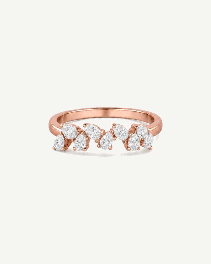 Pear Cluster Ring in rose gold with matching rose-gold prongs