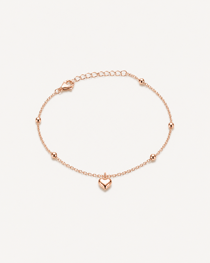 Puffed Heart Bracelet - Rose Gold