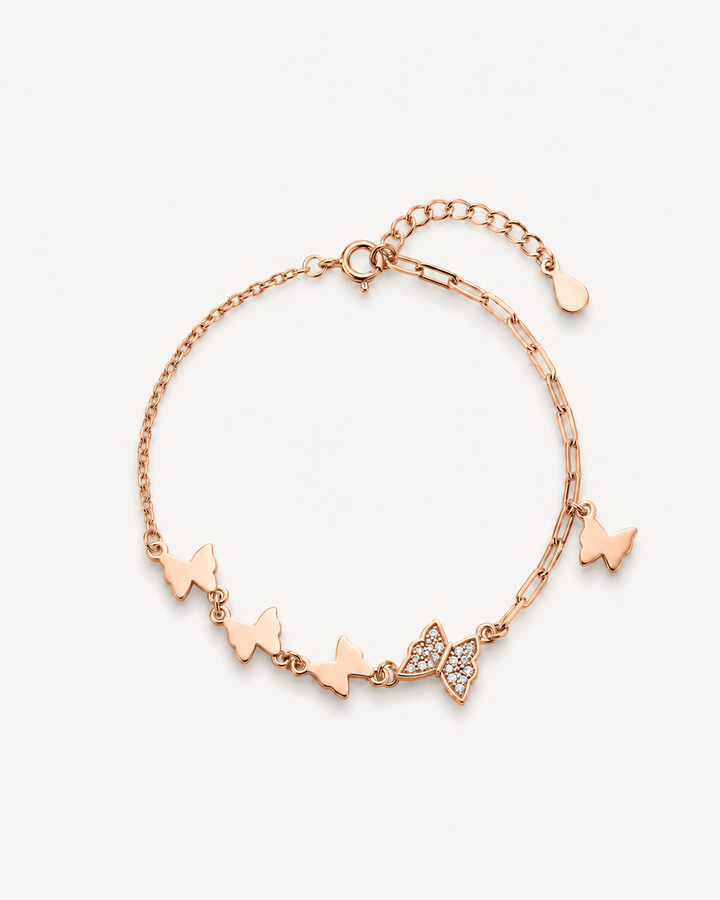 Butterfly Link Bracelet - Rose Gold