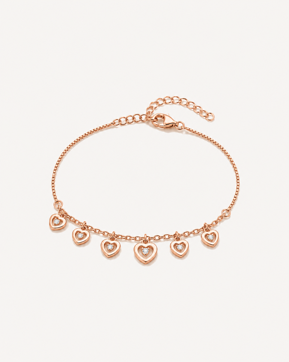 Heart Fringe Bracelet - Rose Gold