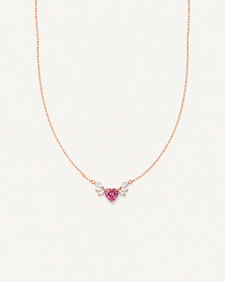 Pink Heart Necklace - Rose Gold