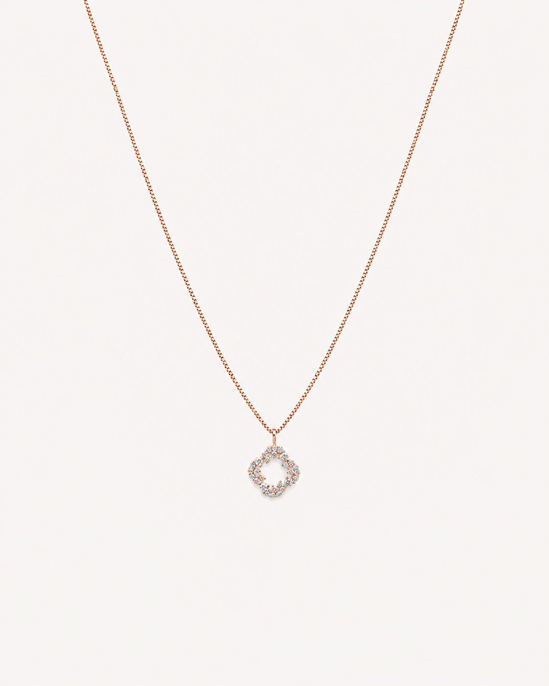 Floral Square Necklace - Rose Gold