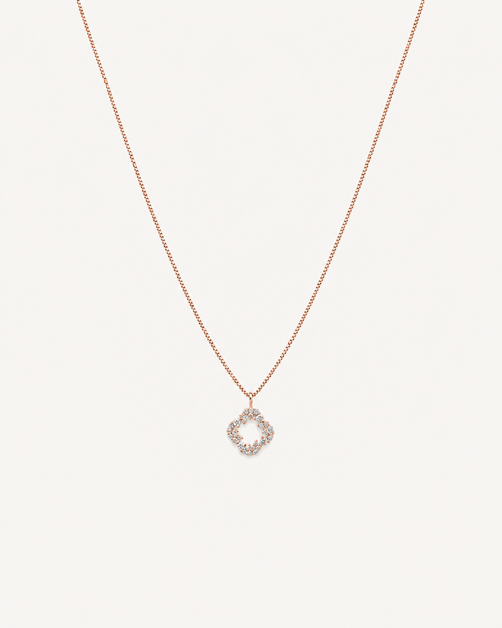 Floral Square Necklace - Rose Gold