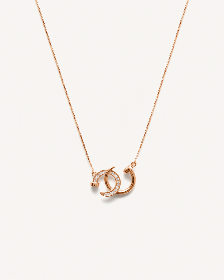 Crescent Interlock Necklace - Rose Gold