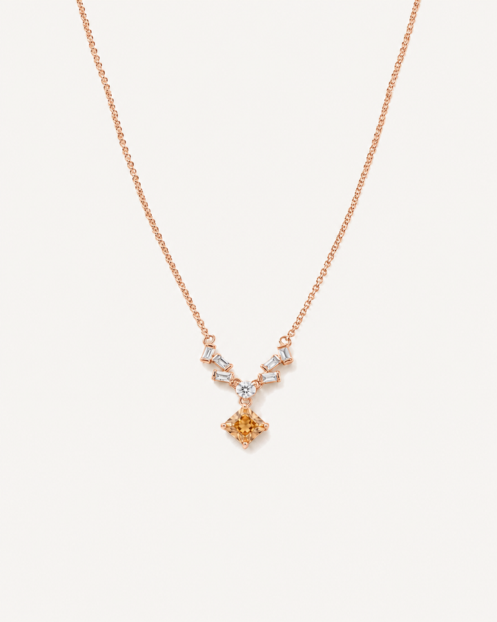 Baguette Square Necklace - Rose Gold