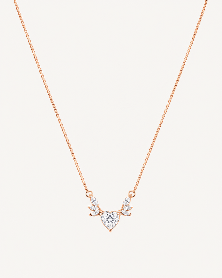 Winged Heart Necklace - Rose Gold