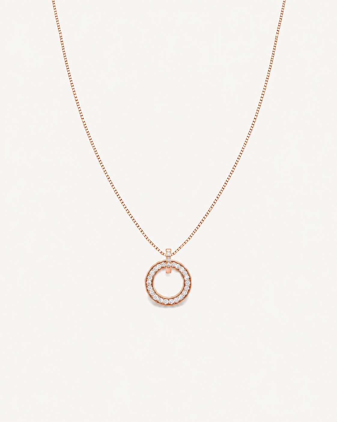 Pavé Circle Necklace - Rose Gold
