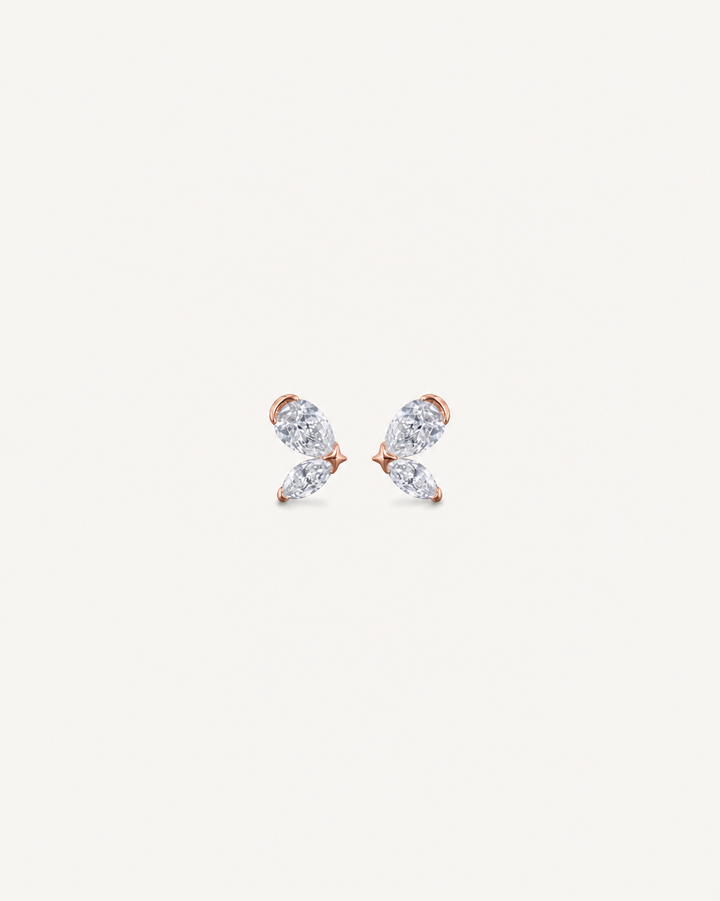 Pear Wing Studs - Rose Gold